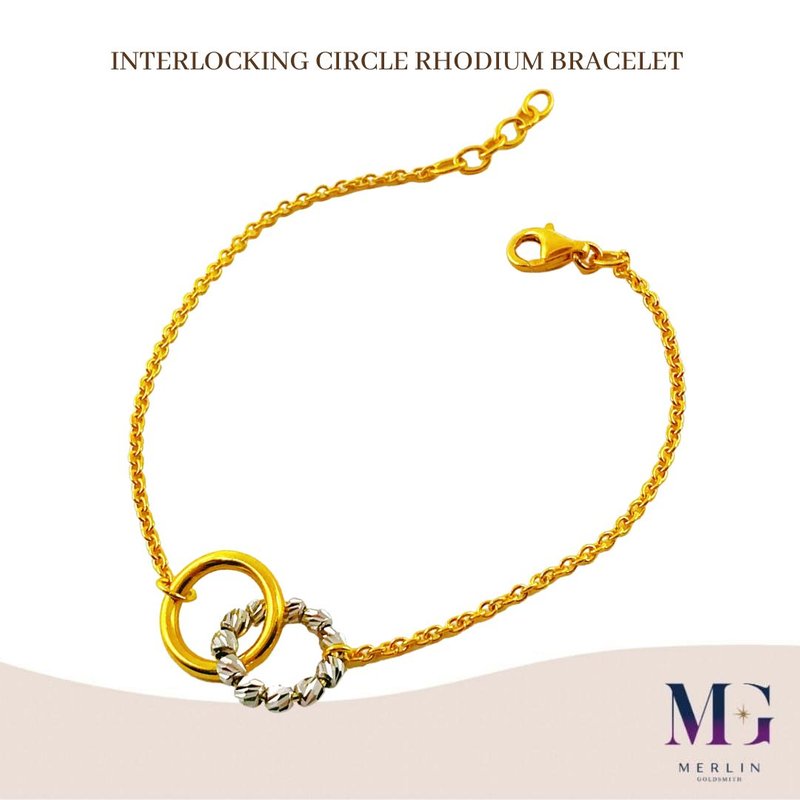 916 Gold Interlocking Circle Rhodium Bracelet