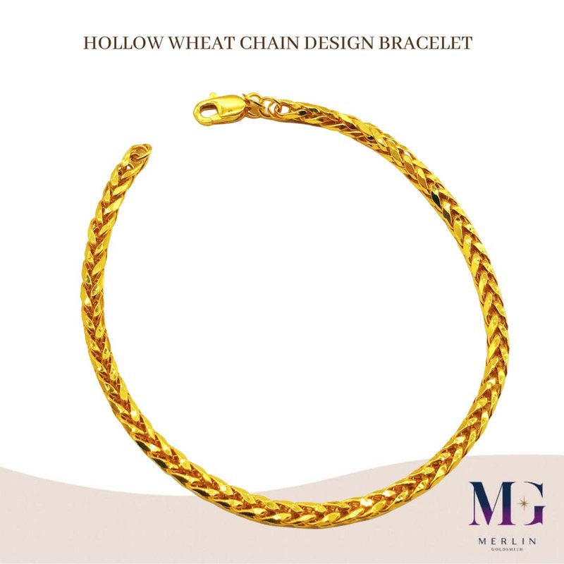 916 Gold Hollow Wheat Chain Bracelet