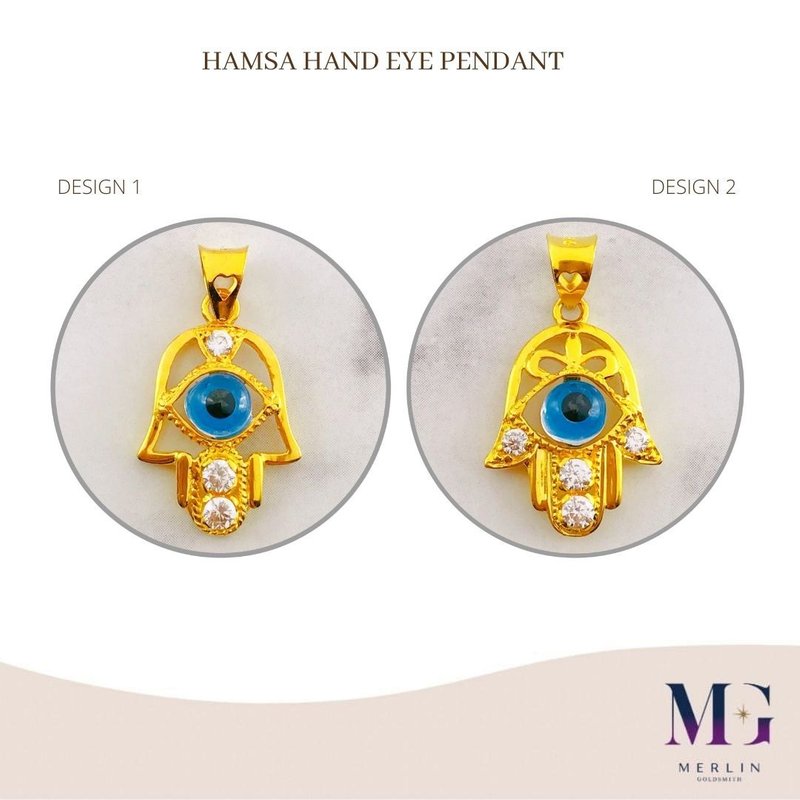 916 Gold Hamsa Hand Eye Pendant