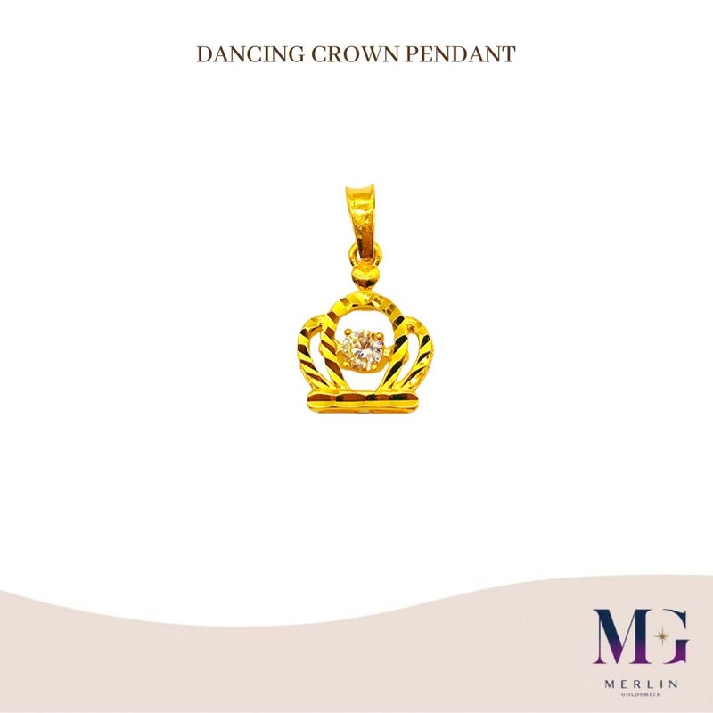 916 Gold Dancing Crown Pendant