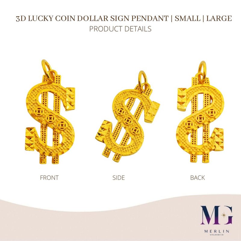 916 3D Lucky Coin Dollar Sign Pendant