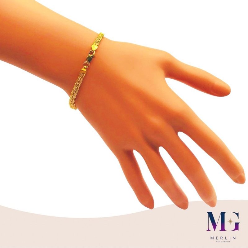 916 Gold Flat Lacy Ribbon Bracelet (Width: 3.6mm) | Merlin Goldsmith
