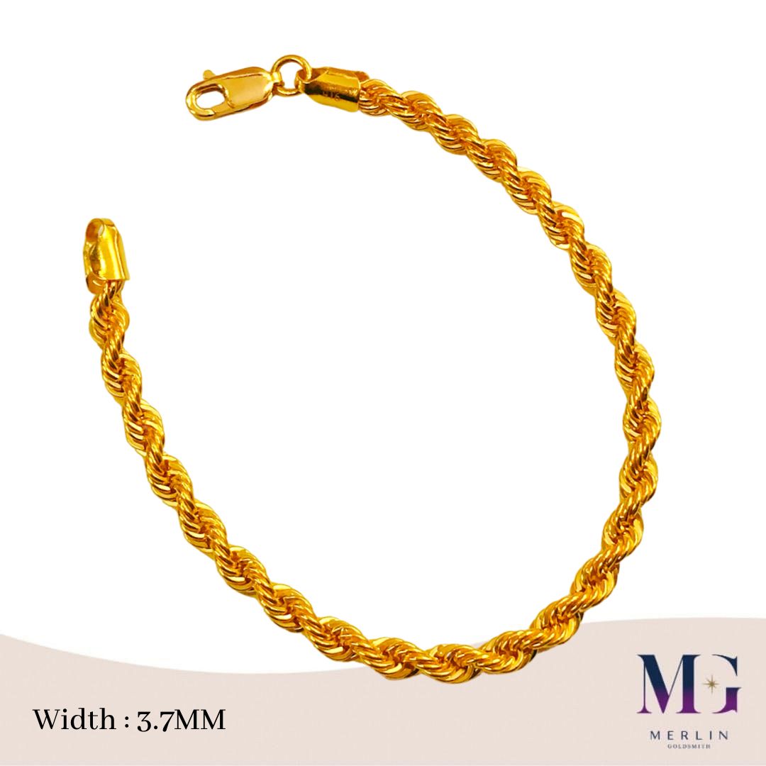 Goldsmiths 9ct Yellow Gold Hollow Rope Bracelet 1.22.0181