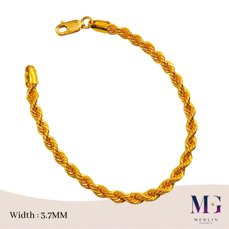 916 Gold (3.7mm) Hollow Rope Bracelet (HRB-4GM+)