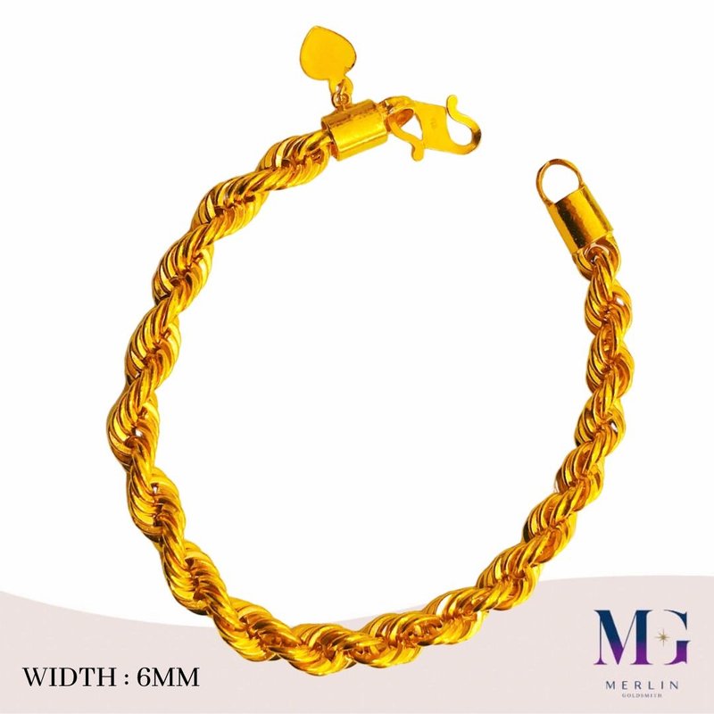 916 Gold (6mm) Hollow Rope Bracelet (HRB-12GM+)