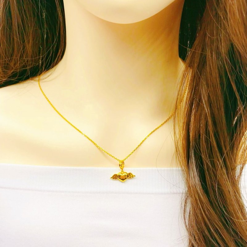 916 Gold "Love" Angel Heart Wing Charm | Pendant