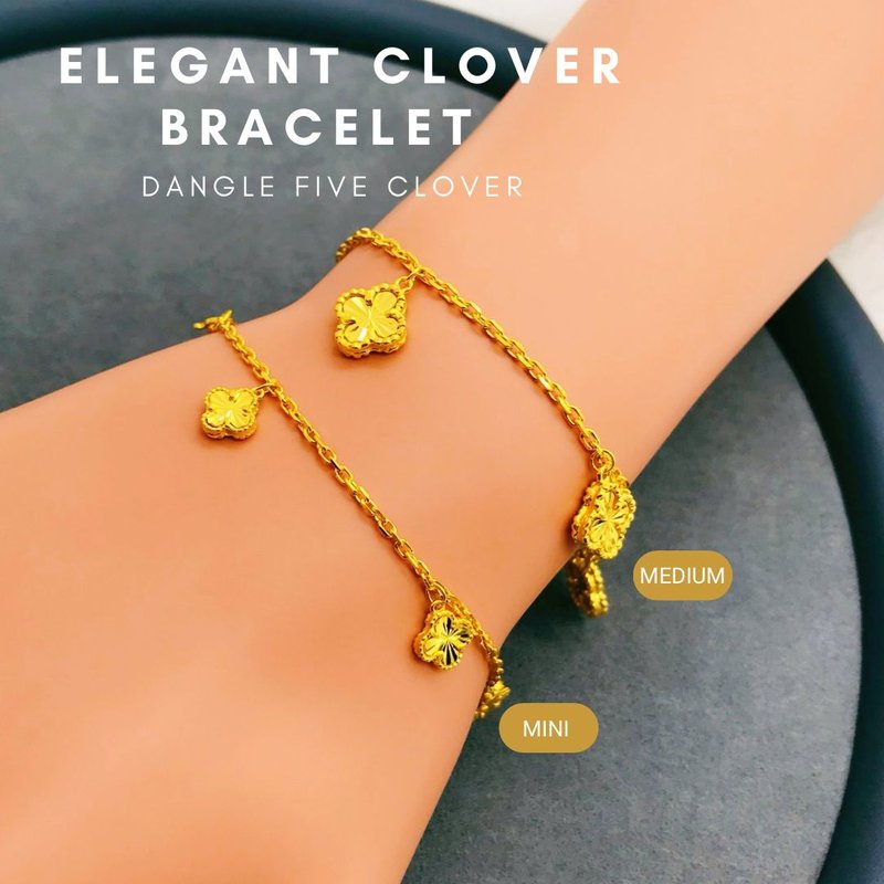 916 Elegant Clover Bracelet - Dangle Five Clover 