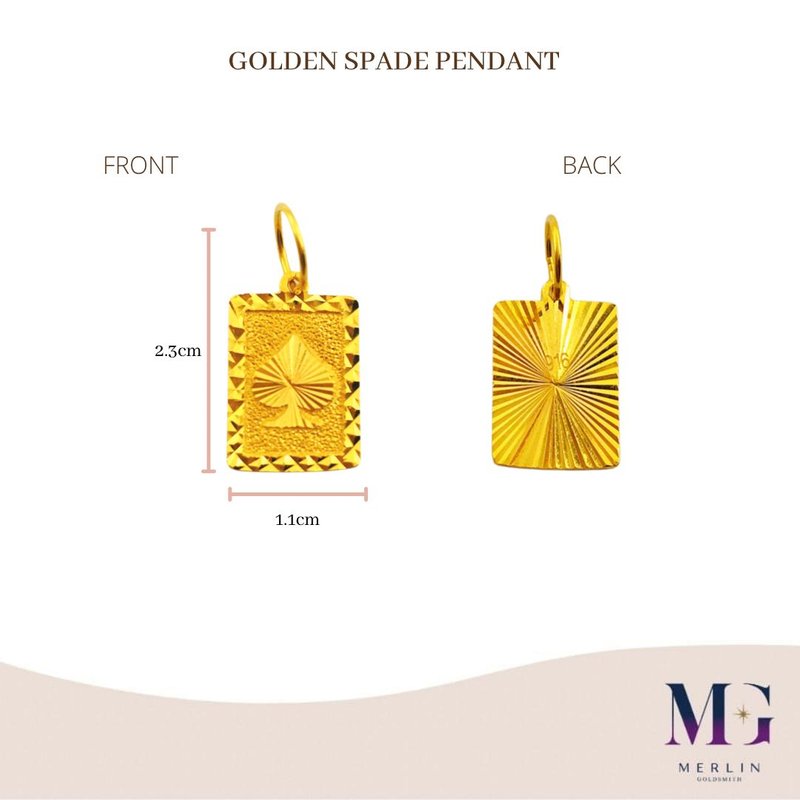 916 Gold Golden Spade Pendant