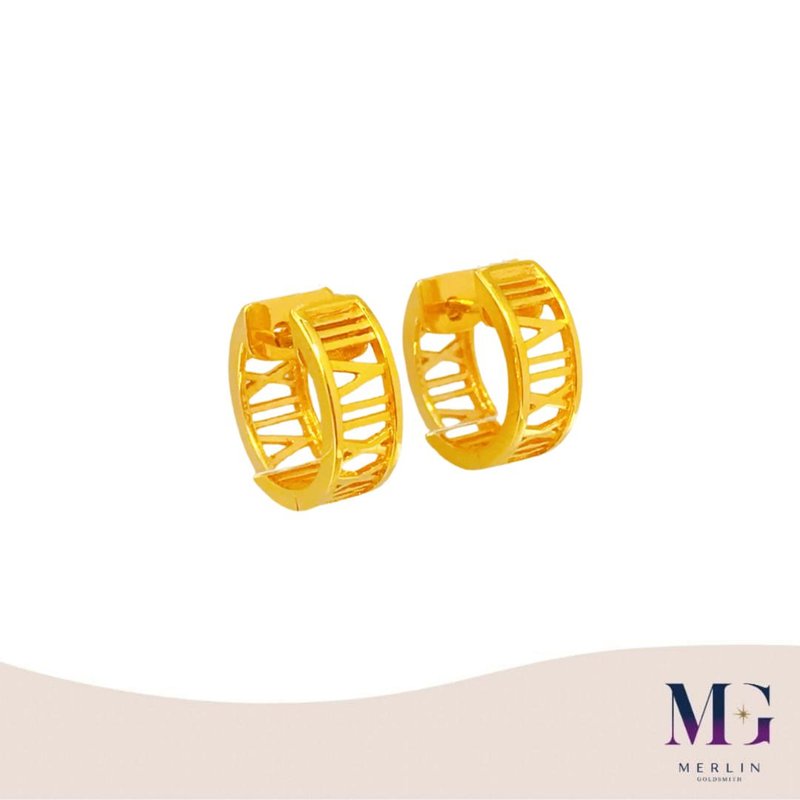916 Gold Roman Numeral Clip Earrings