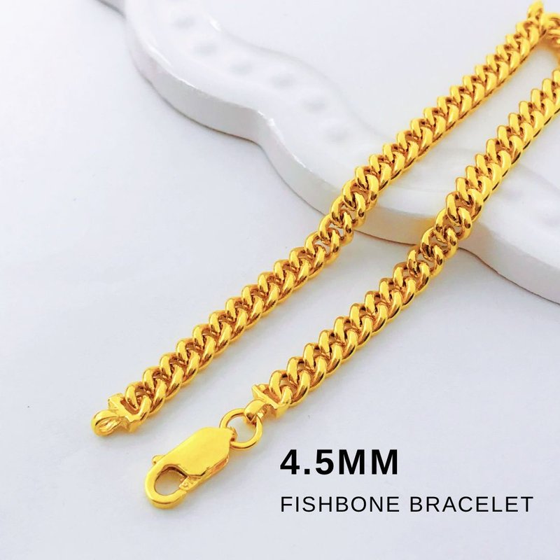 916 Gold 4.5mm Fishbone Bracelet