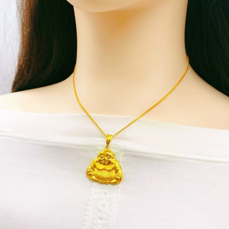916 Gold Laughing Buddha Pendant