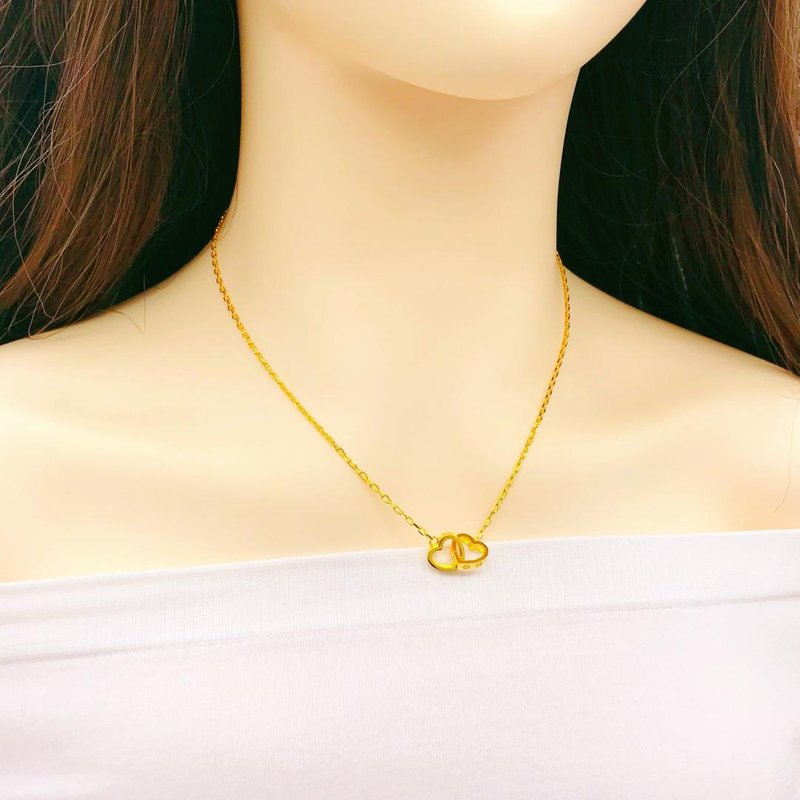 916 Gold Audrey Interlocking Heart Necklace 