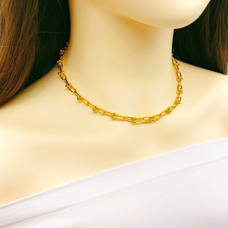 916 Gold Italy Paperclip Necklace