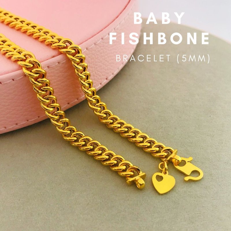 916 Gold 5mm Baby Fishbone Bracelet