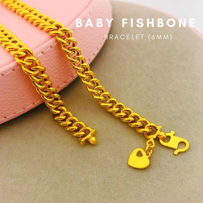 916 Gold 6mm Baby Fishbone Bracelet