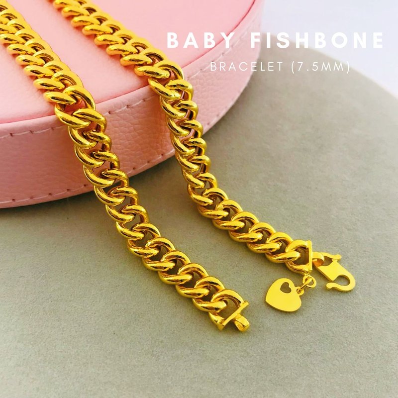 916 Gold 7.5mm Baby Fishbone Bracelet