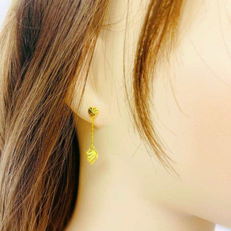 916 Gold Netleaf Dangling Stud Earrings