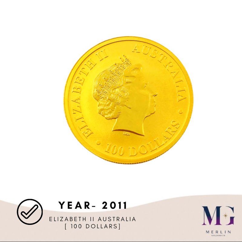 999.9 Pure Investment Gold [1 Troy Ounce -31.10gm] Elizabeth II / Australian Kangaroo -Year 2011 Gold Coin 