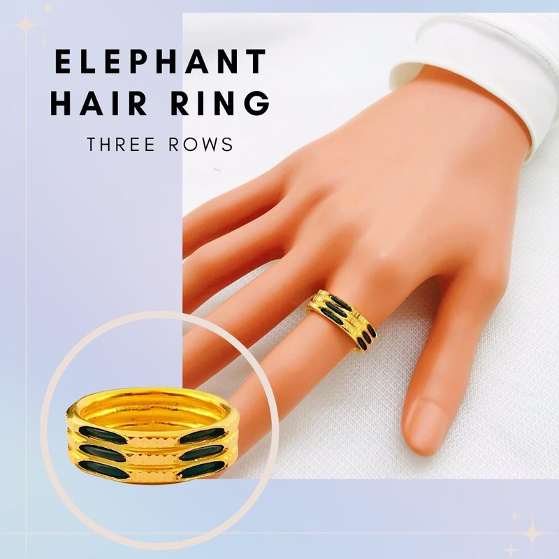 916 Gold Elephant Hair Ring (3 Row) - With SG AVA Permit