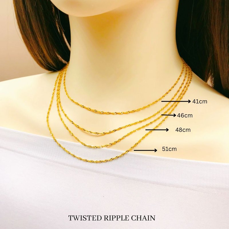 916 Gold Twisted Ripple Chain