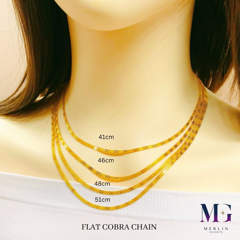 Vintage 14K Yellow Gold Cobra Chain Necklace - Ruby Lane