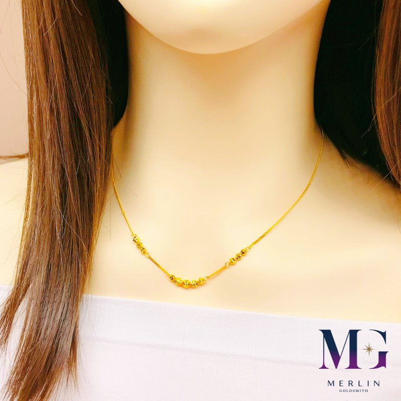 916 Gold Minimalist Fancy Beaded Necklace