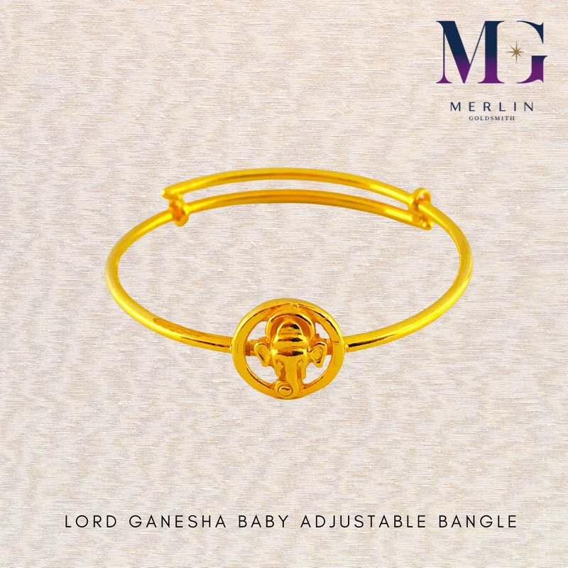 916 Gold Lord Ganesha Baby Adjustable Bangle
