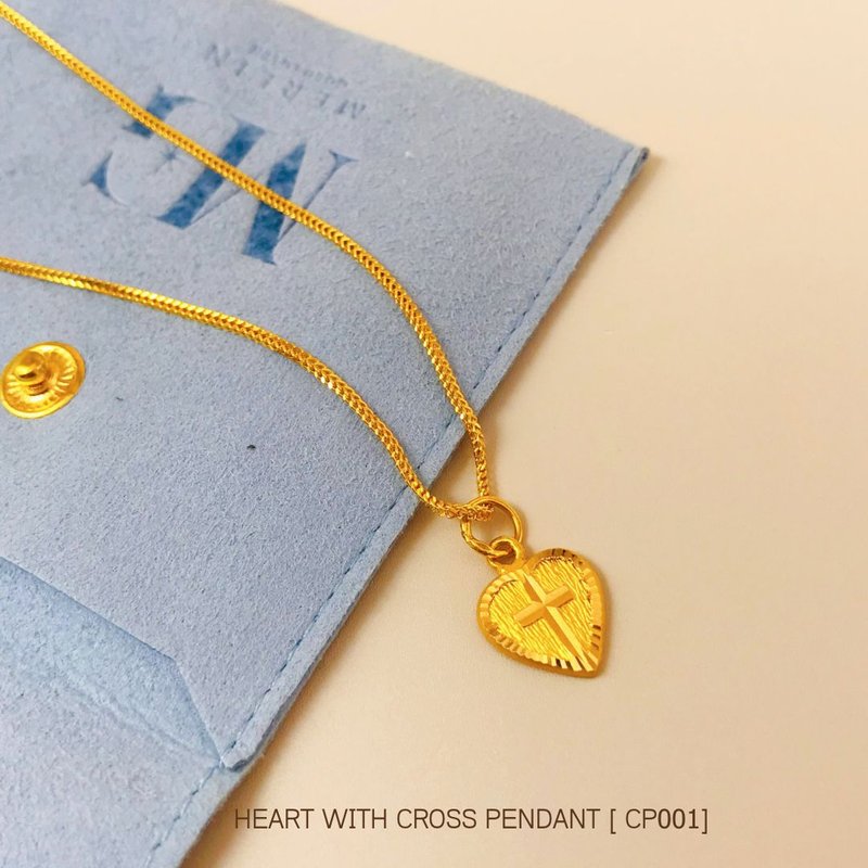 916 Gold Heart with Cross Pendant [CP001]