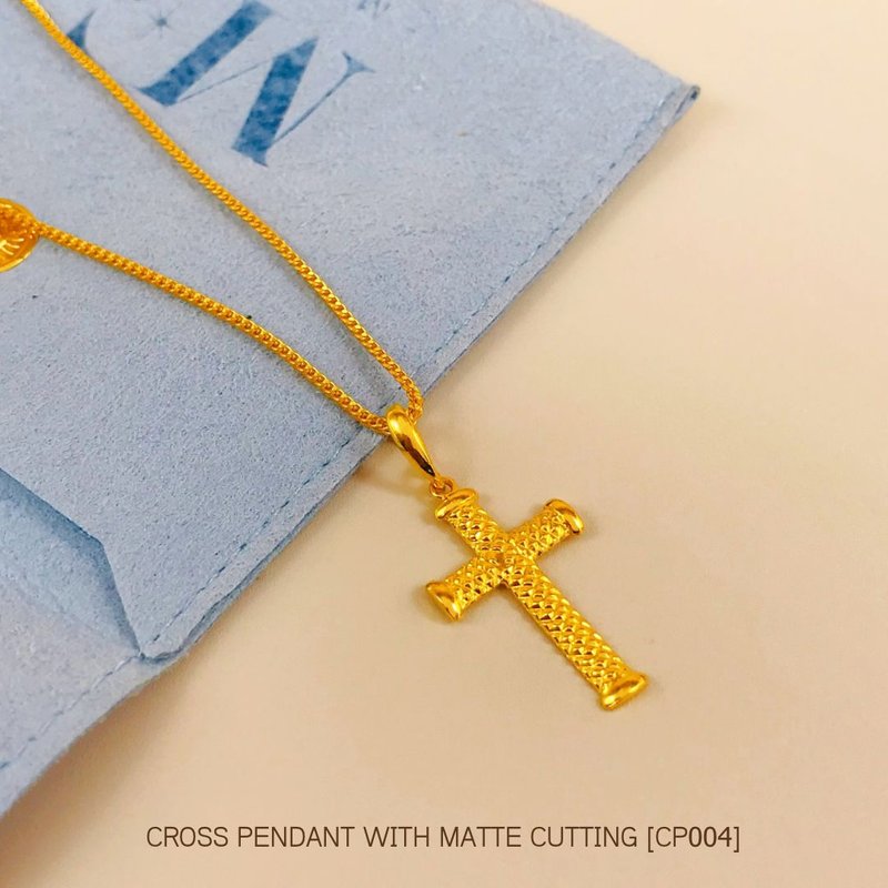 916 Gold Cross Pendant with Matte Cutting [CP004]