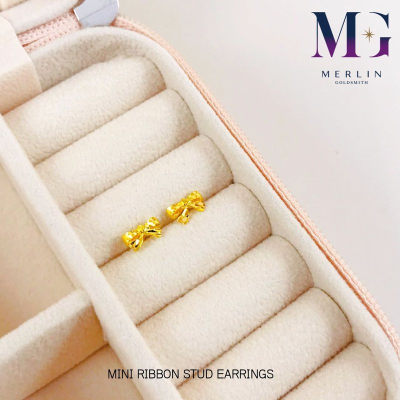916 Gold Mini Ribbon Stud Earrings
