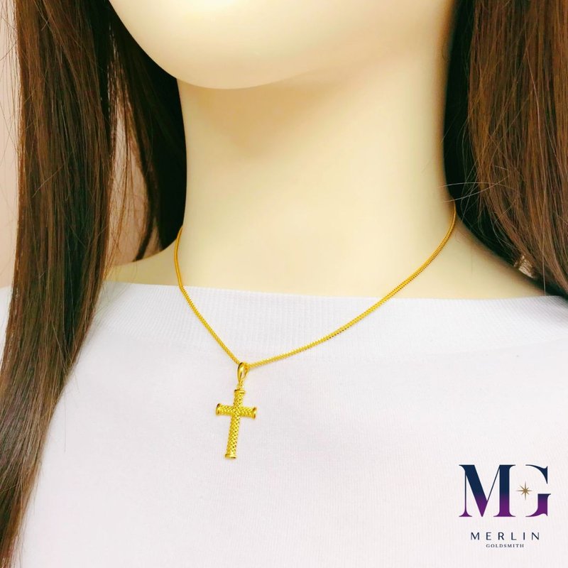 916 Gold Cross Pendant with Matte Cutting [CP004]