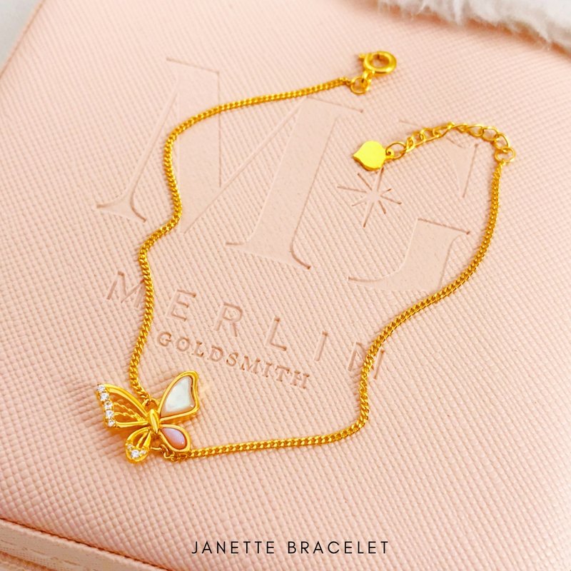 916 Gold Janette Butterfly Bracelet (Sakura Pink)